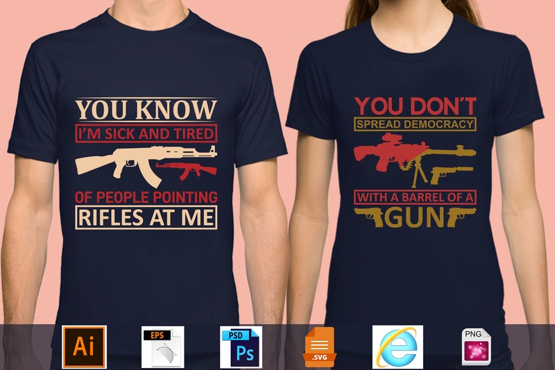 Best Selling 100 Gun Lover T-shirt Designs Bundle – 98 % Off