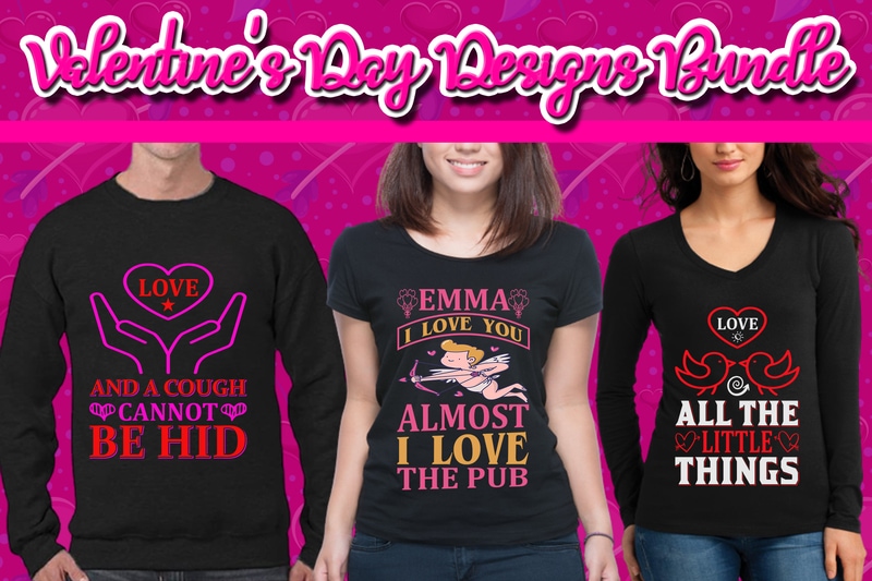 Best Selling 120 Valentine’s Day T-shirt Designs Bundle – 98% Off