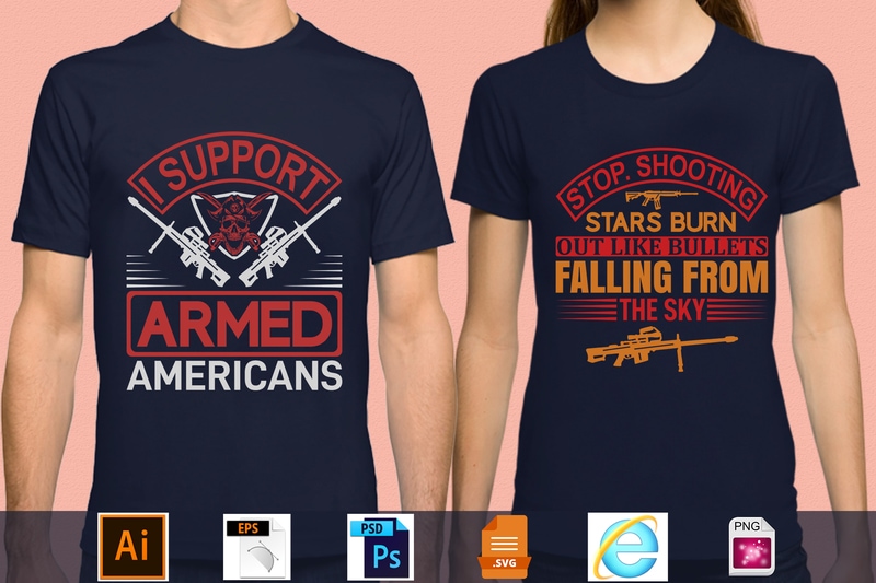 Best Selling 100 Gun Lover T-shirt Designs Bundle – 98 % Off