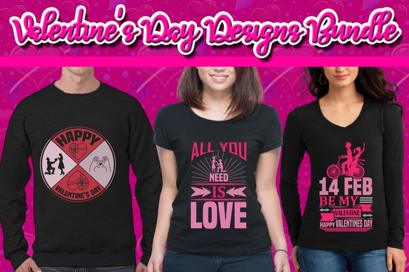 Best Selling 120 Valentine’s Day T-shirt Designs Bundle – 98% Off