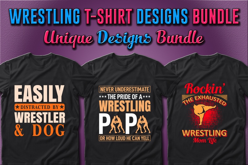 Best Selling 30 Wrestling Sport T-shirt Designs Bundle