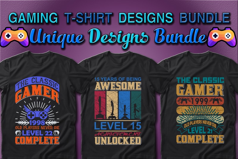 Best Selling 100 Gaming & Gamer T-shirt Designs Bundle – 98% Off