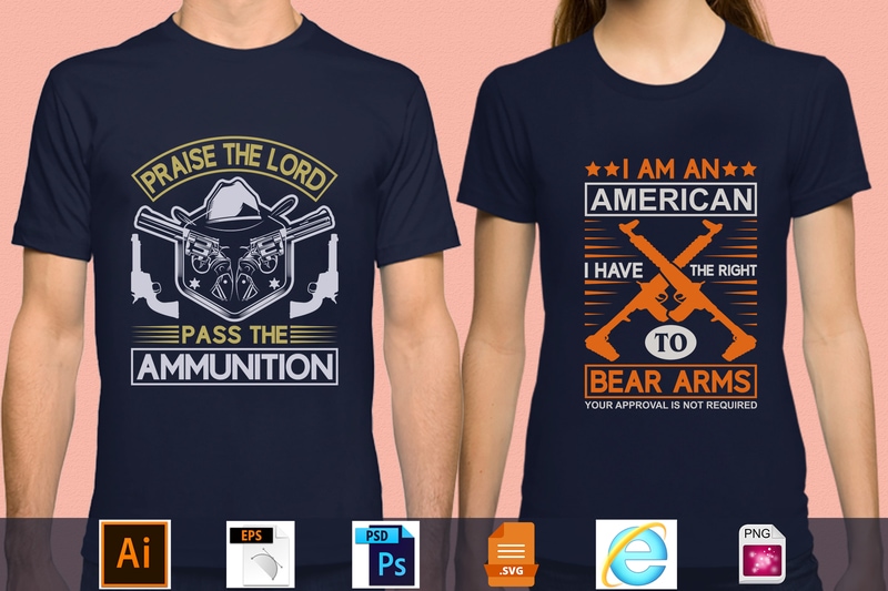 Best Selling 100 Gun Lover T-shirt Designs Bundle – 98 % Off