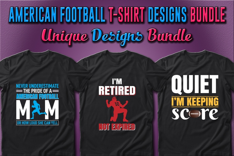 41 American Football Sport T-shirt Designs Bundle