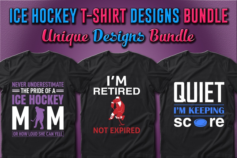 Best Selling 40 Ice Hockey Sport T-shirt Designs Bundle