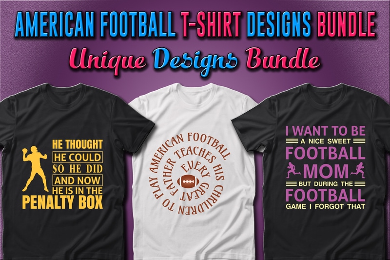 41 American Football Sport T-shirt Designs Bundle