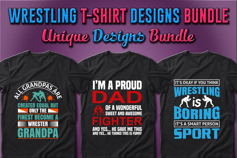 Best Selling 30 Wrestling Sport T-shirt Designs Bundle