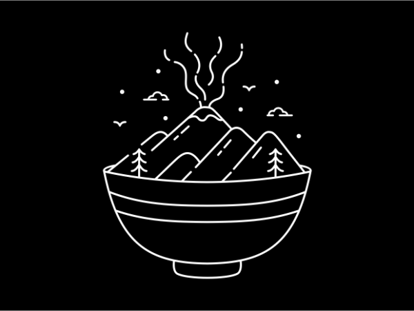 Ramen bowl and the volcano t shirt design online