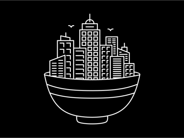 Ramen bowl and the city t shirt design online
