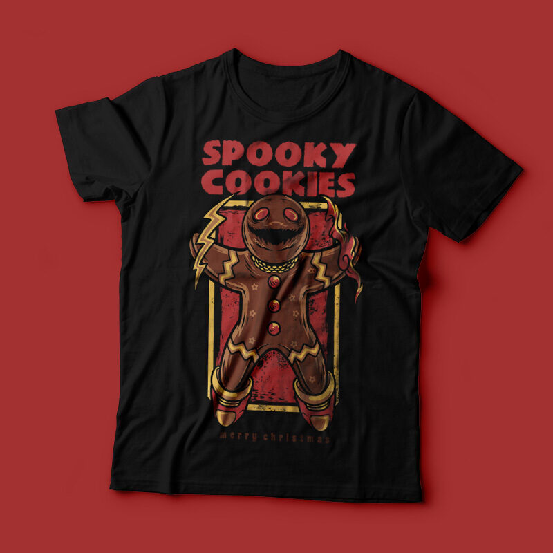 Spooky Cookies Happy Christmas T-Shirt Design