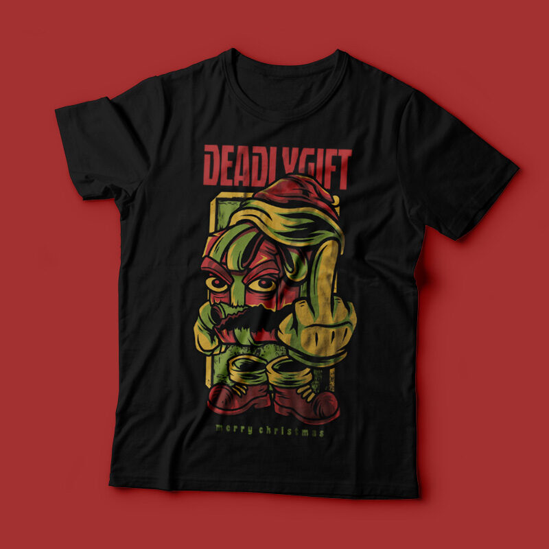 Deadly Gift Happy Christmas T-Shirt Design - Buy t-shirt designs