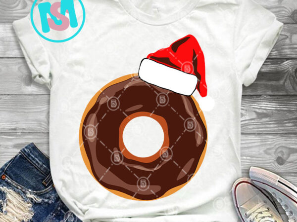 Chocolate donut santa hat svg, donut svg, merry christmas svg, cake svg, digital download t shirt vector file
