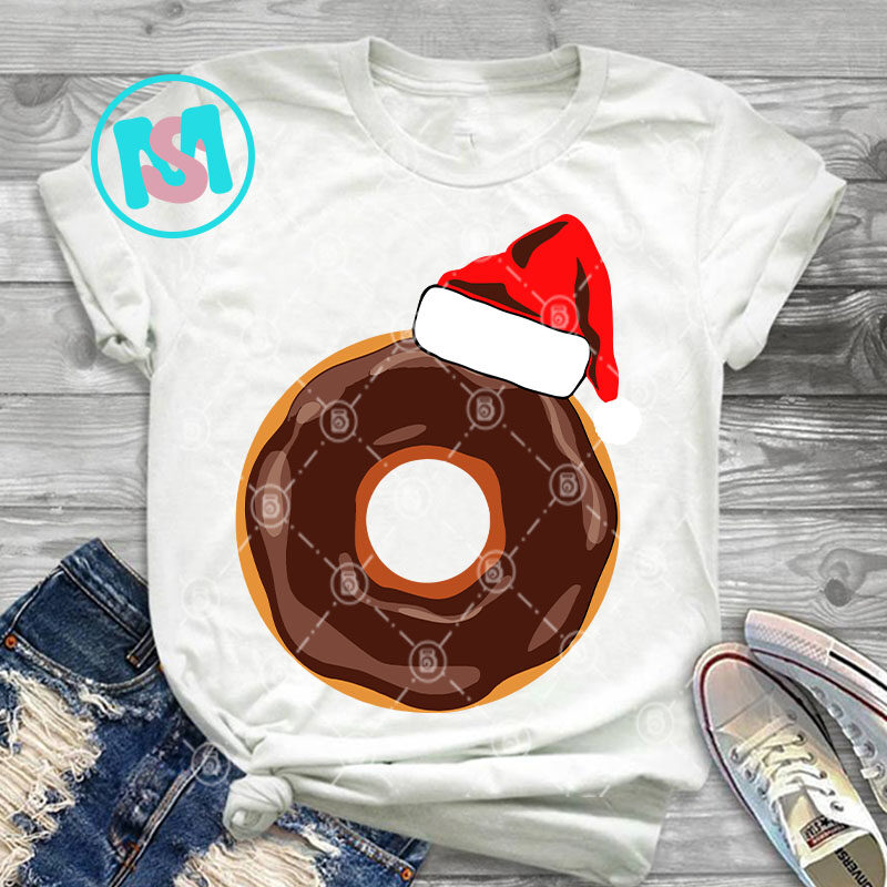 Chocolate Donut Santa Hat SVG, Donut SVG, Merry Christmas SVG, Cake SVG, Digital Download