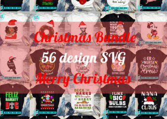 Christmas Bundle SVG, Santa Claus SVG, Merry Christmas SVG, Cat SVG, Black Girl SVG, Skin Color SVG, Cricut Digital Download t shirt vector file