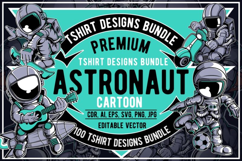 100 Astronaut Cartoon Designs Bundle