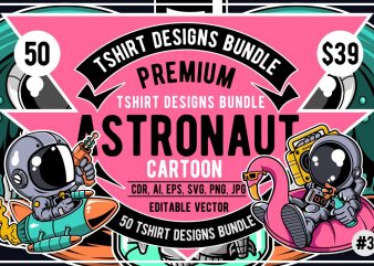 50 Astronaut Cartoon Designs Bundle #3
