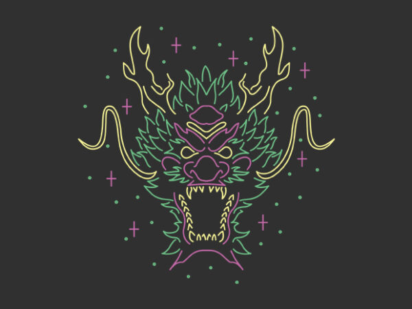 Dragon head t shirt vector illustration