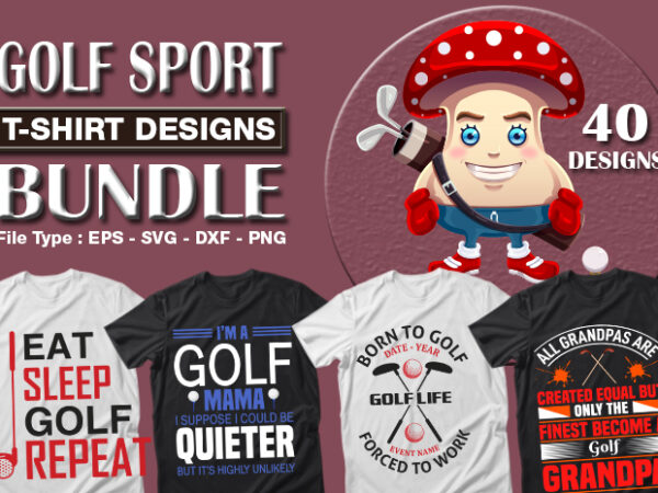 Best selling 40 golf sport t-shirt designs bundle