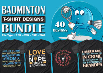 Best Selling 40 Badminton Sport T-shirt Designs Bundle