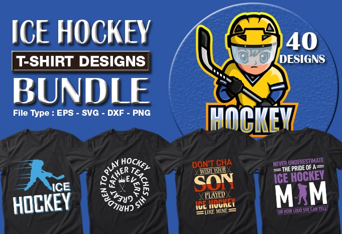 Best Selling 40 Ice Hockey Sport T-shirt Designs Bundle