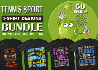 Best Selling 50 Tennis Sport T-shirt Designs Bundle