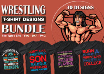 Best Selling 30 Wrestling Sport T-shirt Designs Bundle