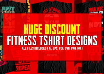 Fitness T-Shirt Design Bundle – Pack of 6 Best Selling T-Shirt designs – Gym T-Shirt designs for sale.