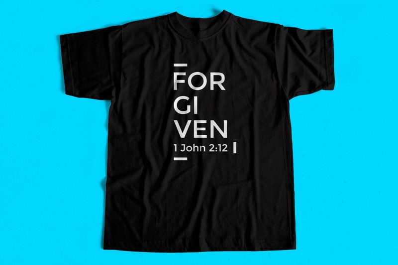 FORGIVEN - Bible Christianity Design - John 2:12 - T-shirt design for ...