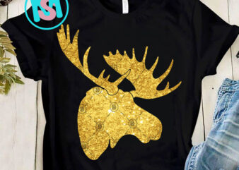 Golden Dust Christmas Moose Buck Best Xmas Gift SVG, Reindeer SVG, Digital Download