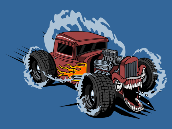 Hot road monster car graphic t shirt