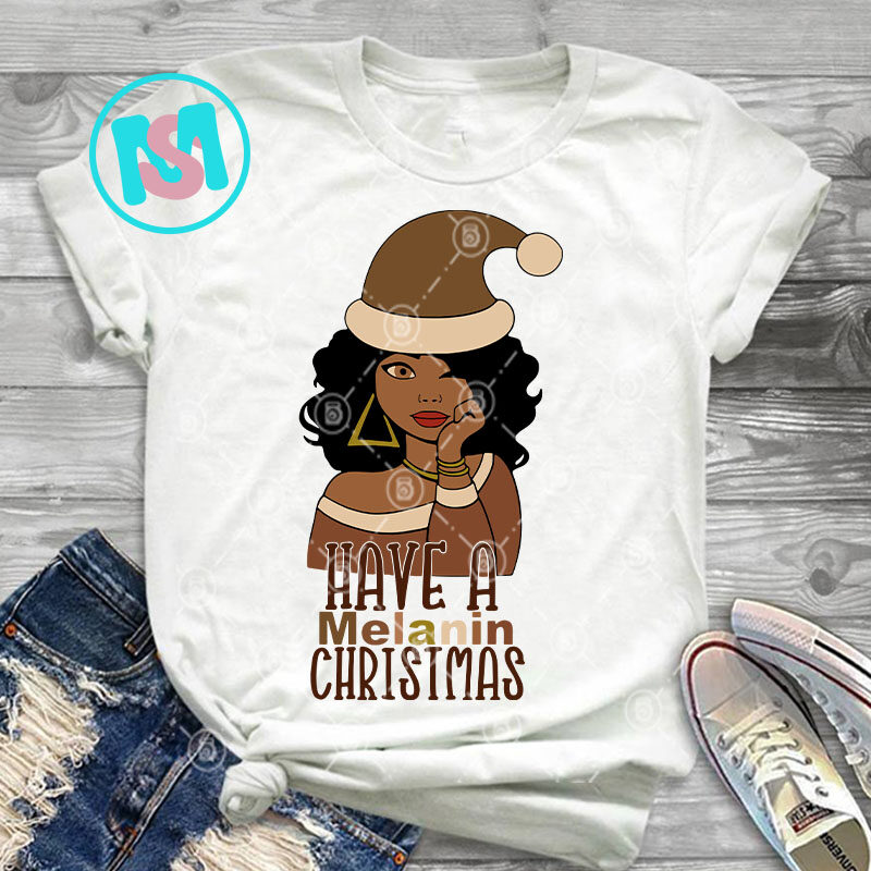 Christmas Bundle SVG, Santa Claus SVG, Merry Christmas SVG, Cat SVG, Black Girl SVG, Skin Color SVG, Cricut Digital Download