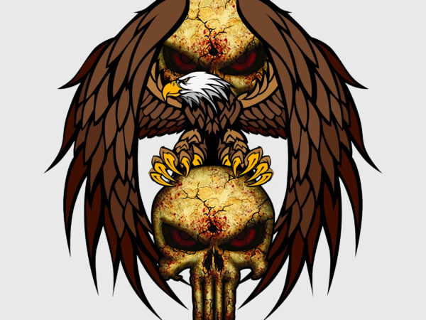 Design horror images for t-shirts, skull and eagle vector, skull, eagle