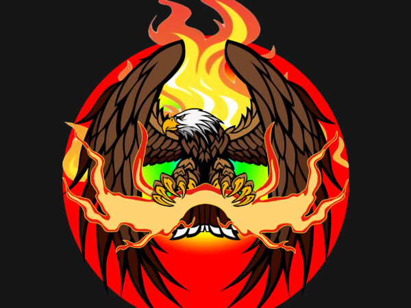 Eagle, fire eagle vector, design horror images for t-shirts, wild animals