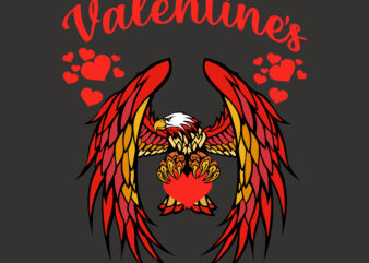 Eagle and valentines day hearts T-shirt design, Valentines vector, Love Svg