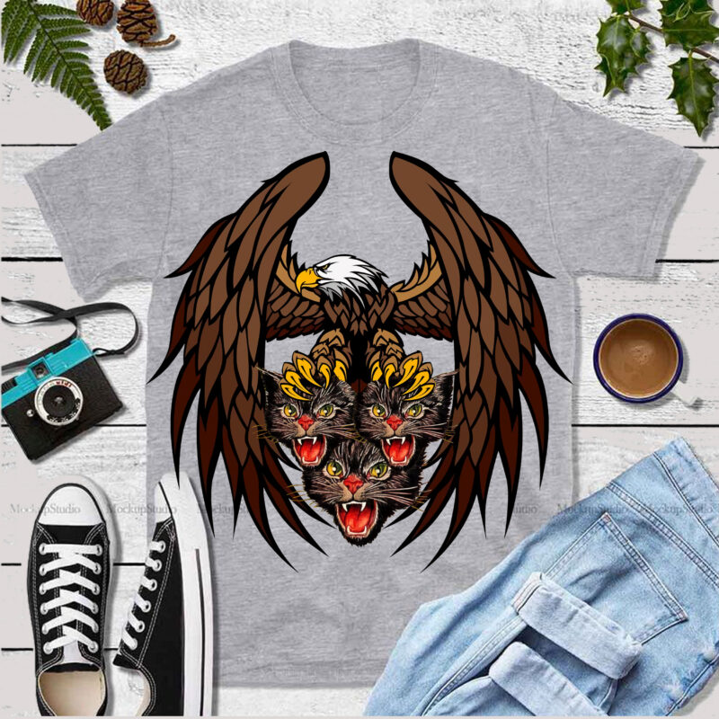 The eagle hunts the monster T-shirt design