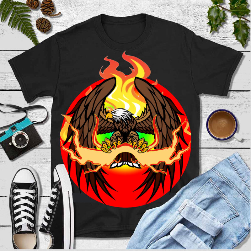 Fire eagle vector, Design horror images for t-shirts, Wild animals