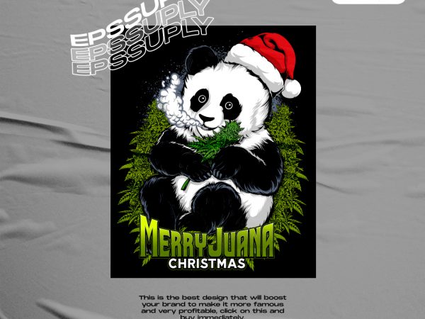 Merryjuana panda eat cannabis christmas t shirt designs for sale