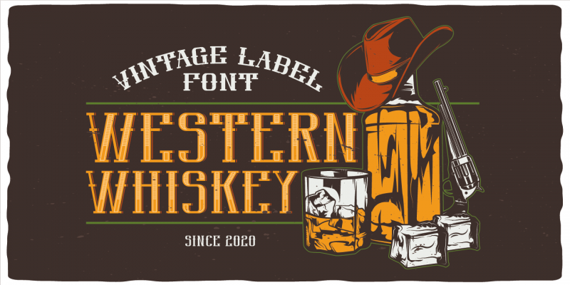 Western Whiskey Font and 10 editable t-shirts