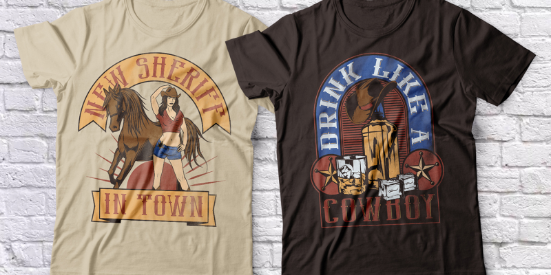 Western Whiskey Font and 10 editable t-shirts