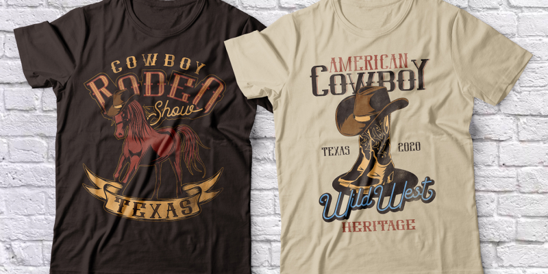 Western Whiskey Font and 10 editable t-shirts