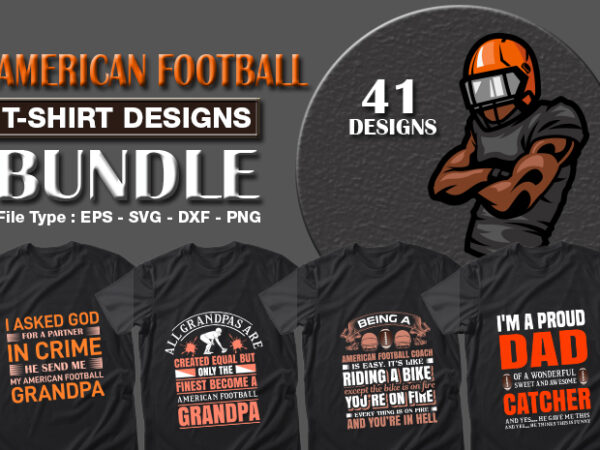 41 american football sport t-shirt designs bundle