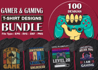 Best Selling 100 Gaming & Gamer T-shirt Designs Bundle – 98% Off