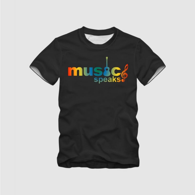 “Music Speaks” vector design t-shirt template buy t shirt design for sale!