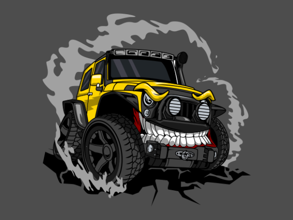 Off road yellow monster car t shirt design online