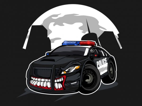 Police monster car t shirt illustration
