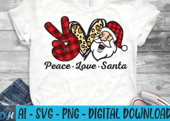Peace love Santa t-shirt Design | sublimation download | Santa t-shirt design digital file