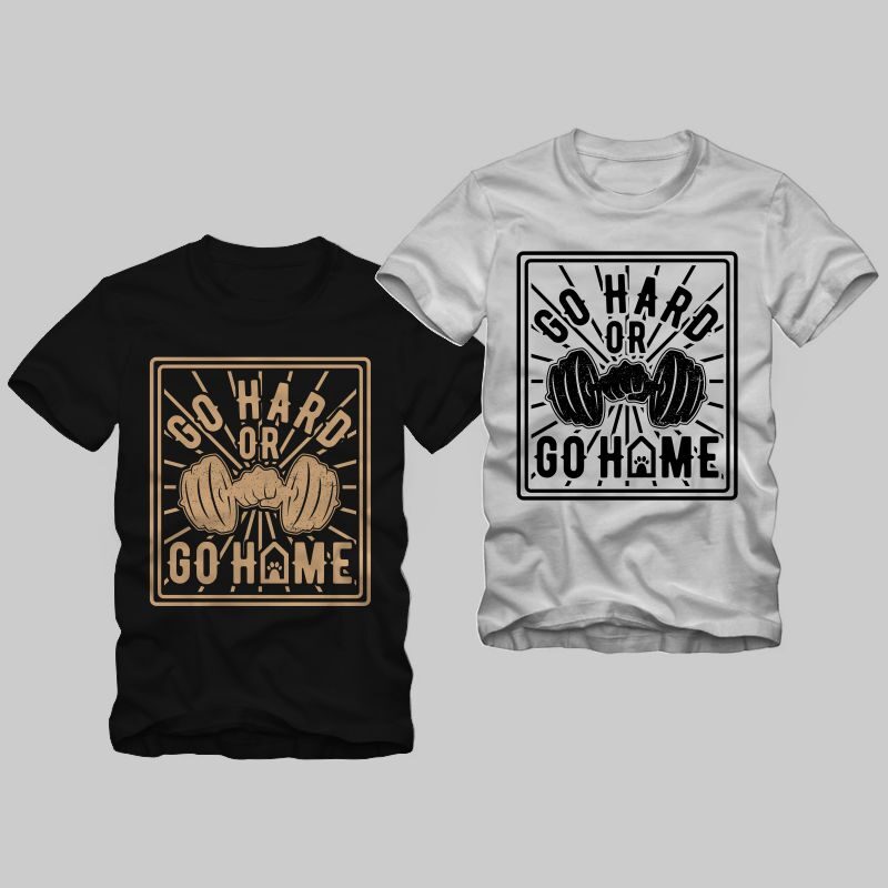 Go hard or go home t shirt design – Motivational poster for gym workout, weightlifting and mental strength – Gym and workout t shirt design vector illustration for sale