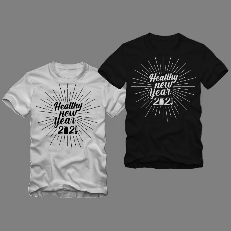 Healthy new year 2021 t shirt design, funny new year in covid19