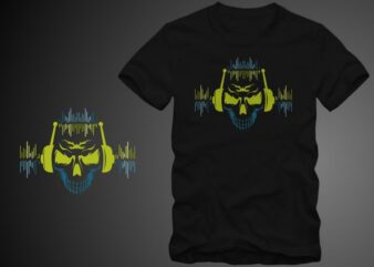 DJ Skull t shirt design vector illustration for sale