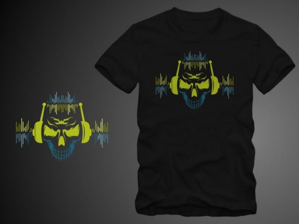 Dj skull t shirt design vector illustration for sale